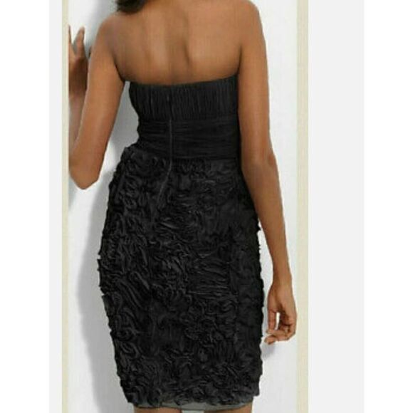 JS Collections dress Strapless Chiffon evening Black sweetheart back zip lined - Picture 2 of 10